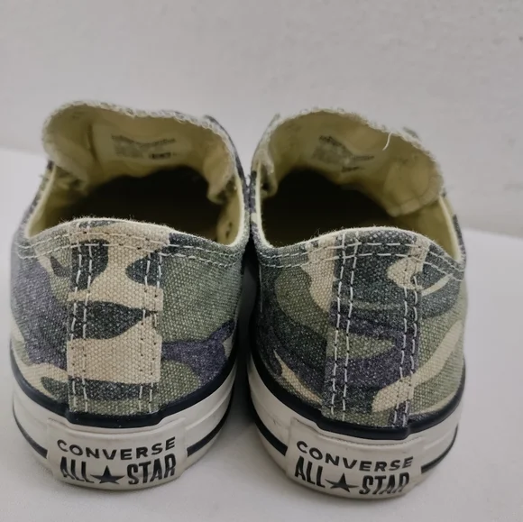 Converse All Star Shoes Kids Size 1 Camo Olive Khaki Low Top Sneakers - Picture 4 of 7
